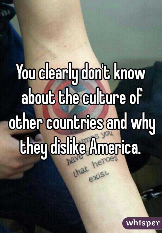 You clearly don't know about the culture of other countries and why they dislike America. 