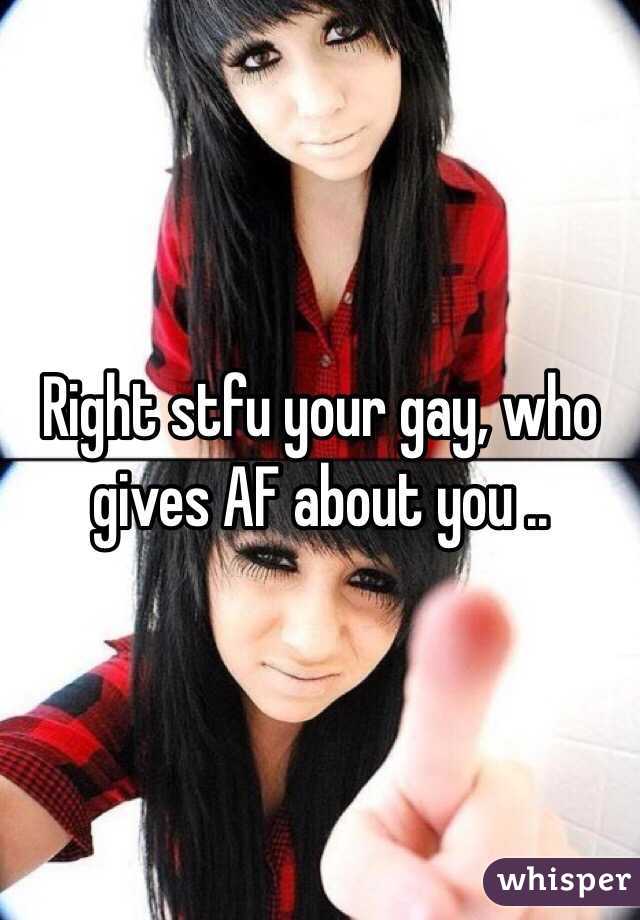 Right stfu your gay, who gives AF about you ..
