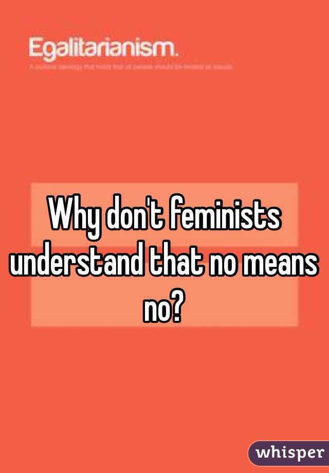 Why don't feminists understand that no means no? 