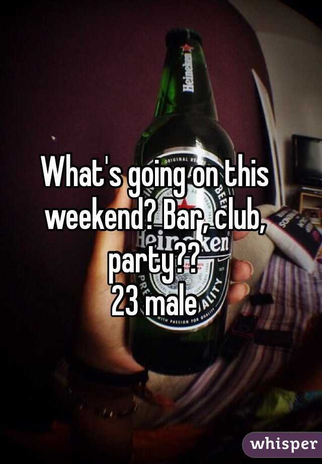What's going on this weekend? Bar, club, party??
23 male