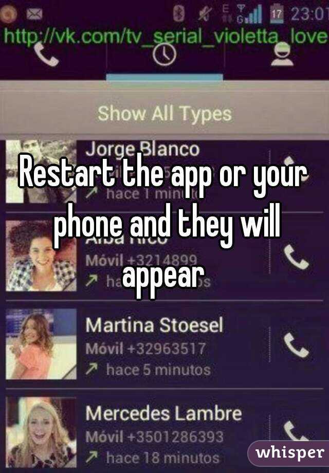Restart the app or your phone and they will appear 