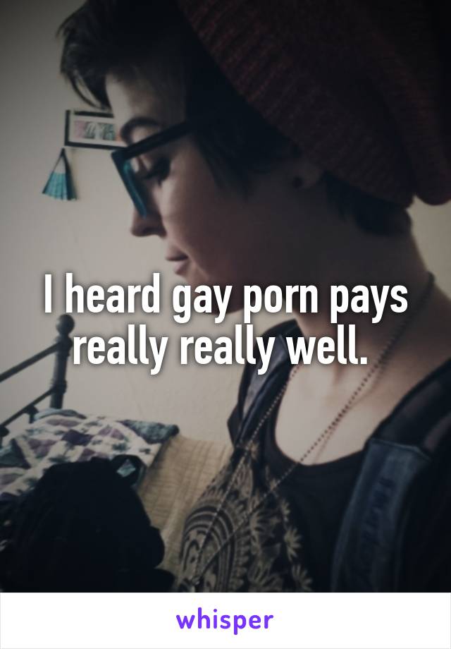 I heard gay porn pays really really well. 
