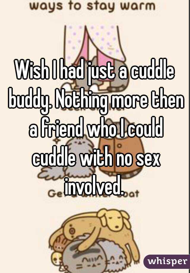 Wish I had just a cuddle buddy. Nothing more then a friend who I could cuddle with no sex involved. 