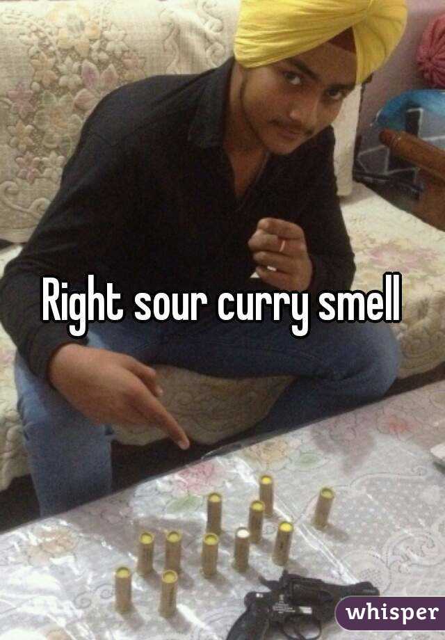 Right sour curry smell