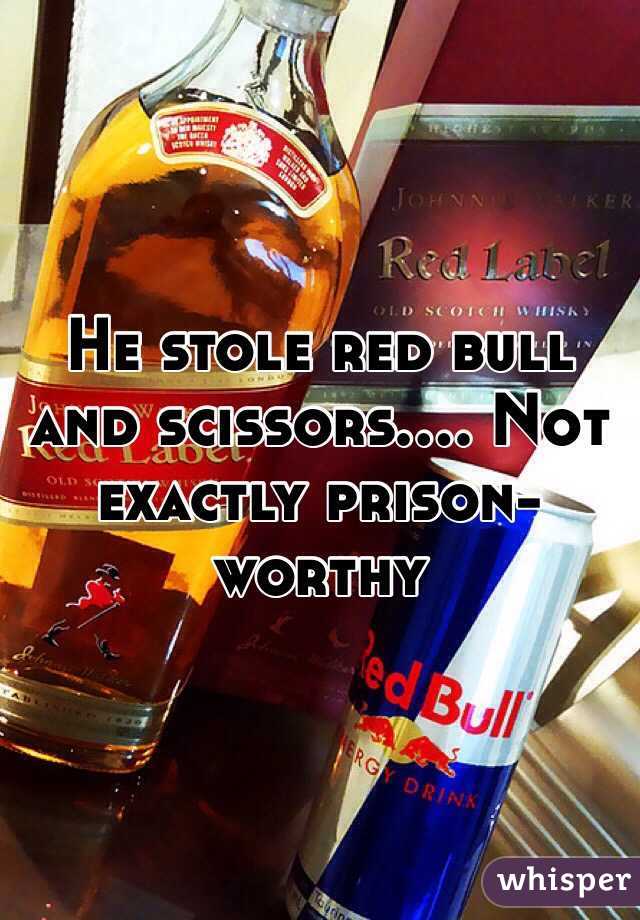He stole red bull and scissors.... Not exactly prison-worthy