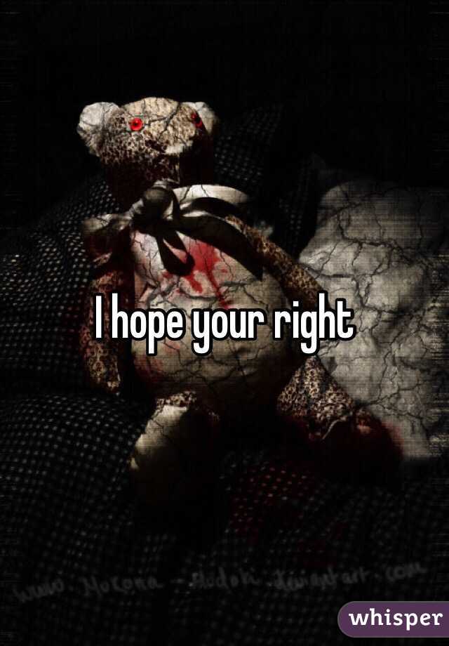 I hope your right