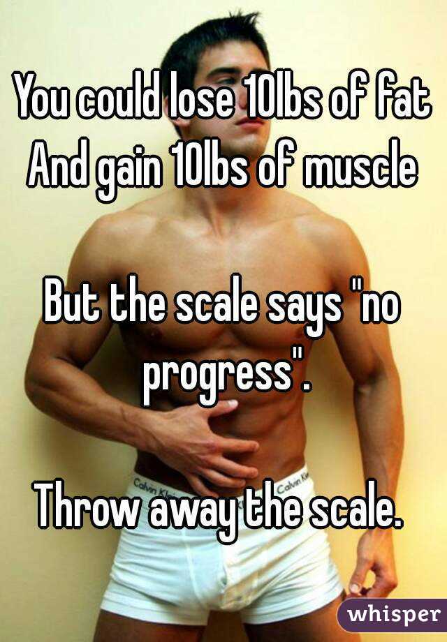 You could lose 10lbs of fat
And gain 10lbs of muscle

But the scale says "no progress".

Throw away the scale. 