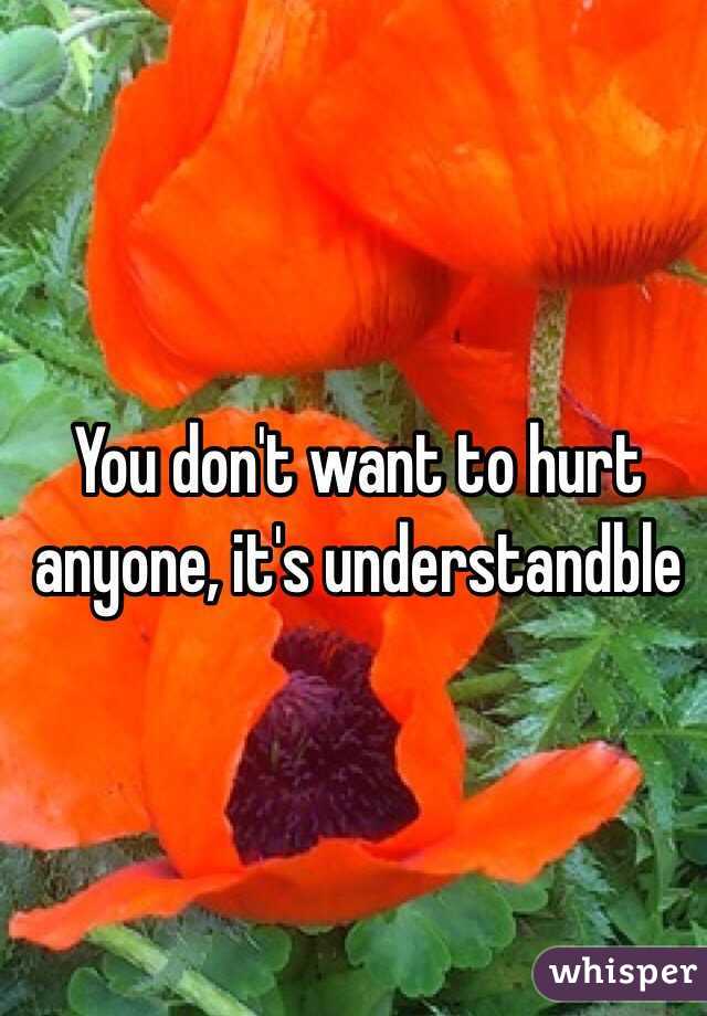 You don't want to hurt anyone, it's understandble