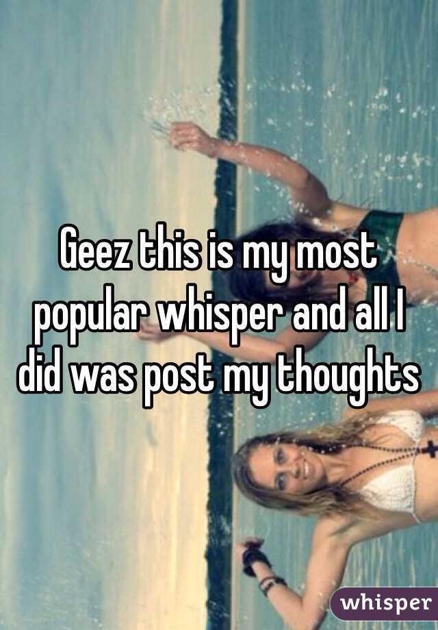 Geez this is my most popular whisper and all I did was post my thoughts