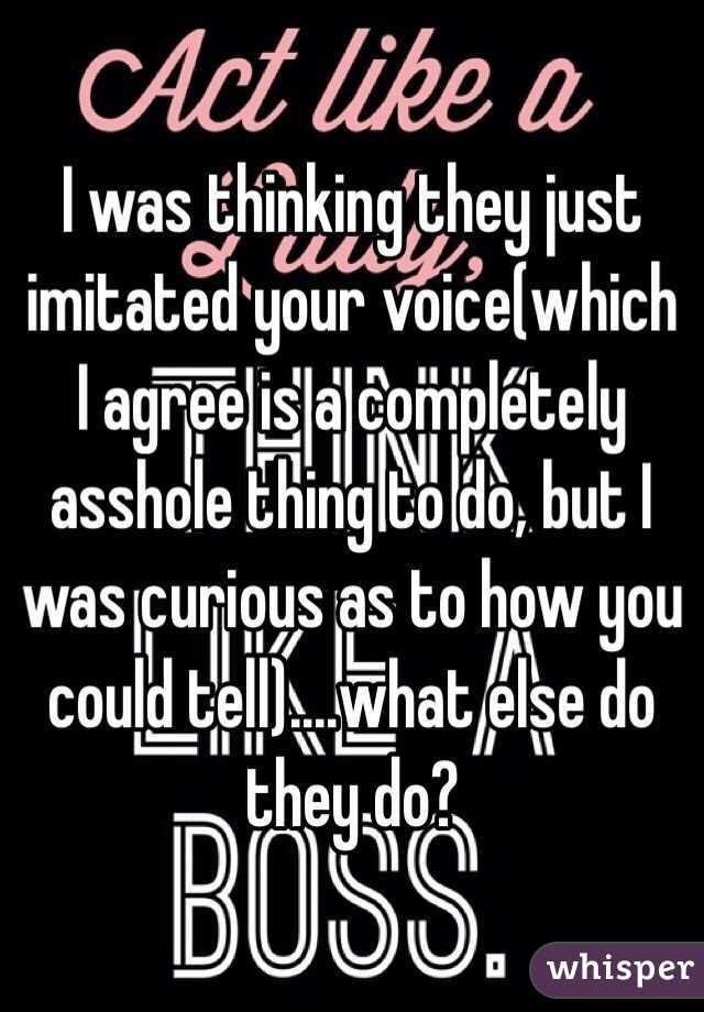 I was thinking they just imitated your voice(which I agree is a completely asshole thing to do, but I was curious as to how you could tell)....what else do they do? 