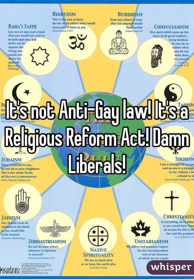It's not Anti-Gay law! It's a Religious Reform Act! Damn Liberals!   