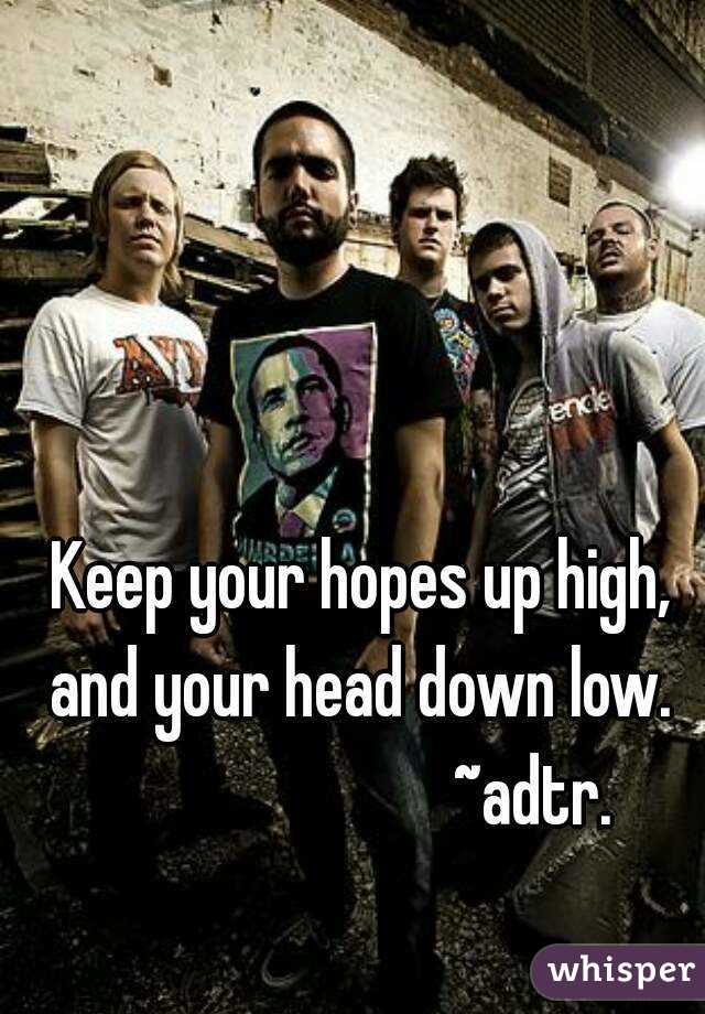 Keep your hopes up high, and your head down low. 
                        ~adtr.