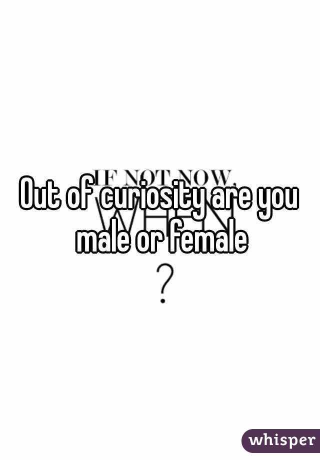 Out of curiosity are you male or female