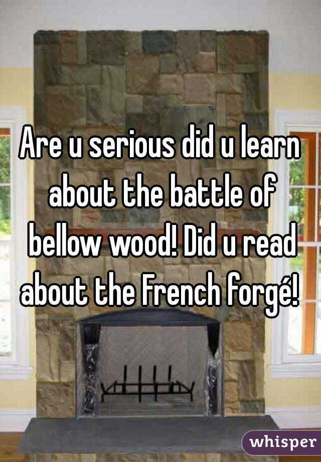 Are u serious did u learn about the battle of bellow wood! Did u read about the French forgé! 