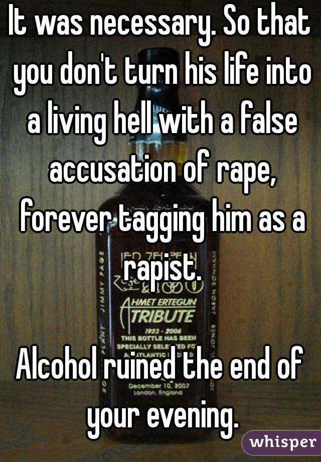 It was necessary. So that you don't turn his life into a living hell with a false accusation of rape, forever tagging him as a rapist.

Alcohol ruined the end of your evening.