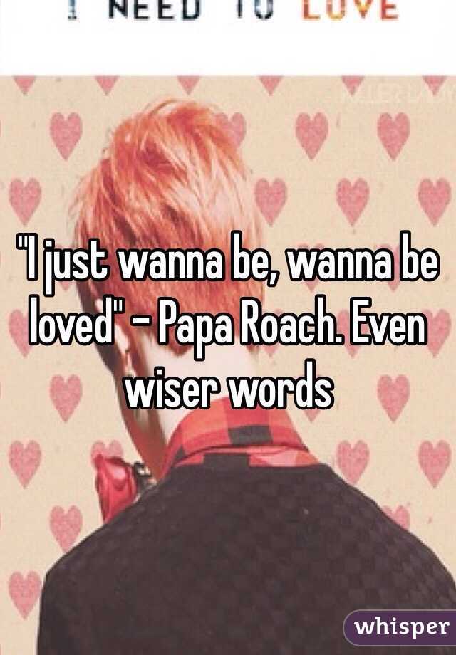 "I just wanna be, wanna be loved" - Papa Roach. Even wiser words