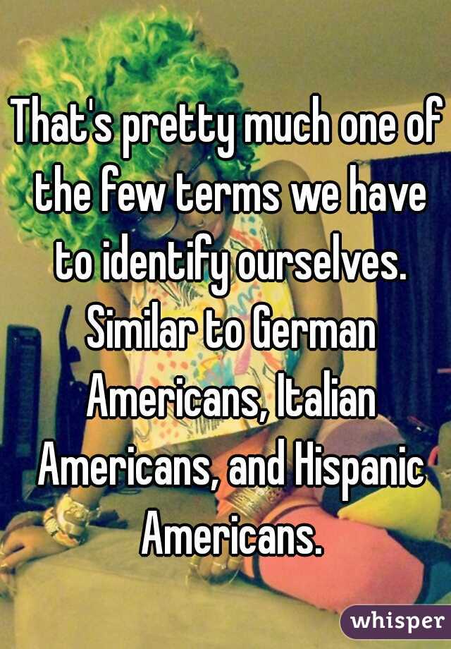 That's pretty much one of the few terms we have to identify ourselves. Similar to German Americans, Italian Americans, and Hispanic Americans.