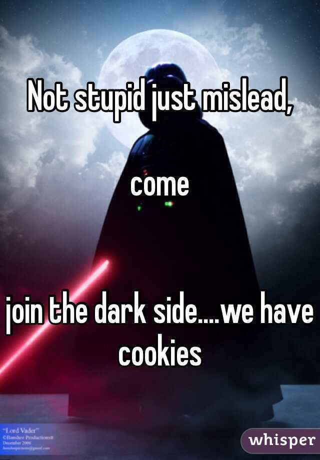 Not stupid just mislead, 

come
 

join the dark side....we have cookies