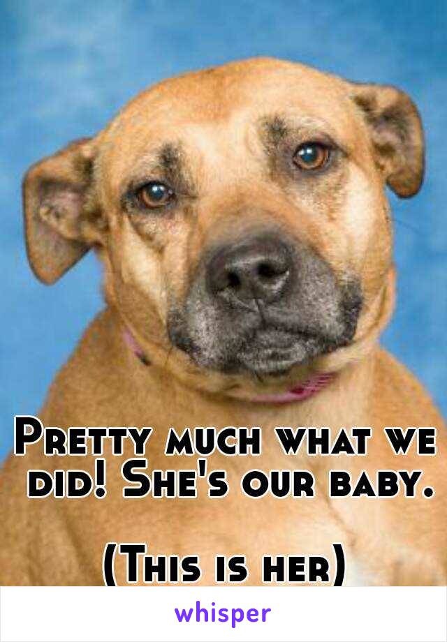 Pretty much what we did! She's our baby.

(This is her)