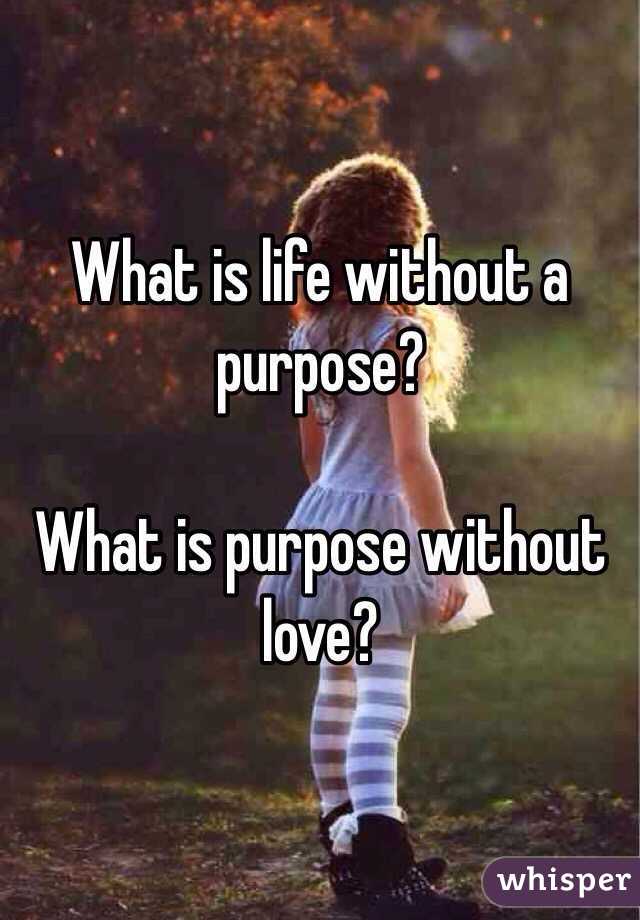 What is life without a purpose? 

What is purpose without love?
