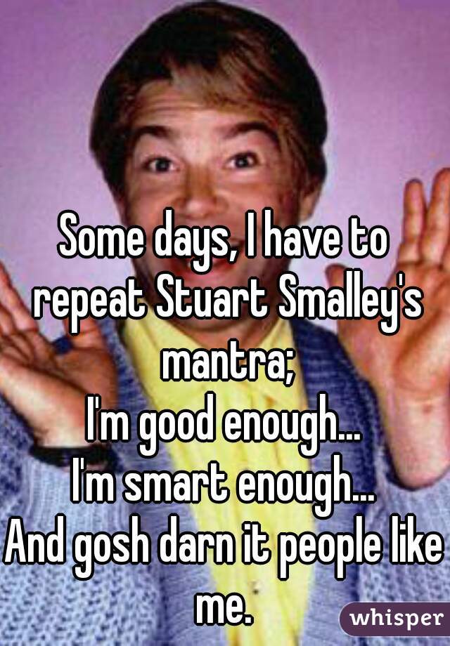 Some days, I have to repeat Stuart Smalley's mantra;
I'm good enough...
I'm smart enough...
And gosh darn it people like me. 