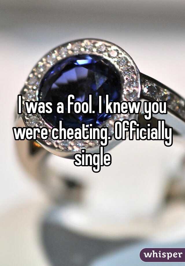 I was a fool. I knew you were cheating. Officially single 