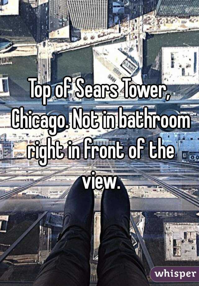 Top of Sears Tower, Chicago. Not in bathroom right in front of the view.