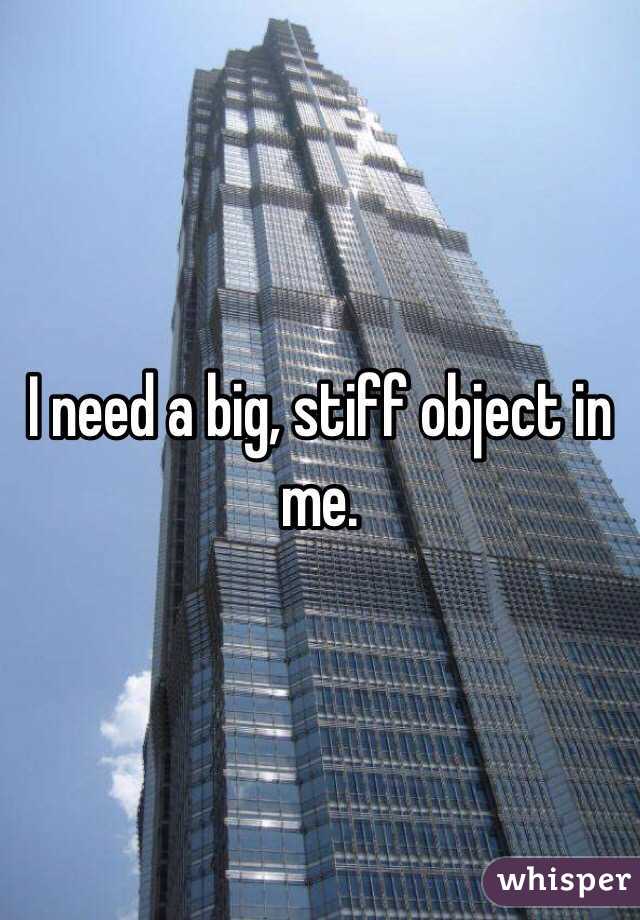 I need a big, stiff object in me. 