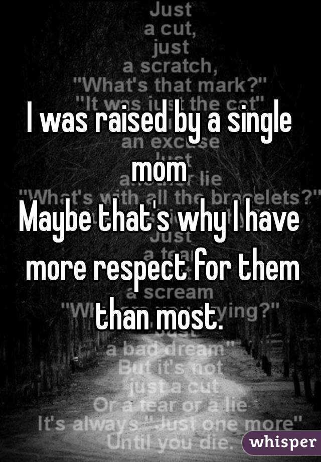 I was raised by a single mom 
Maybe that's why I have more respect for them than most. 