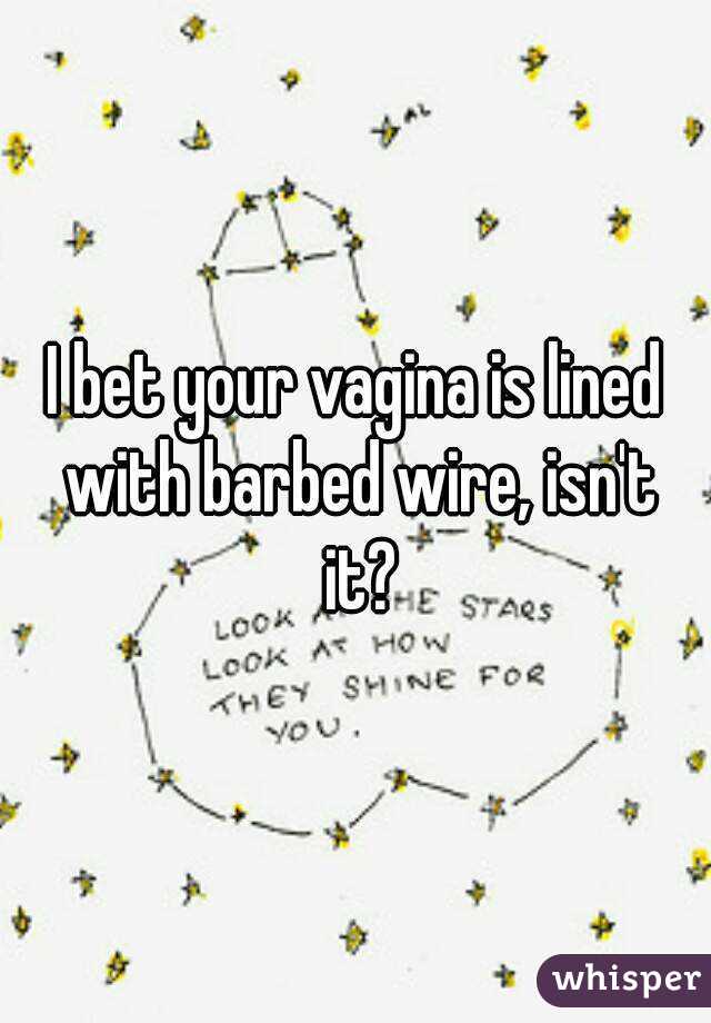 I bet your vagina is lined with barbed wire, isn't it?