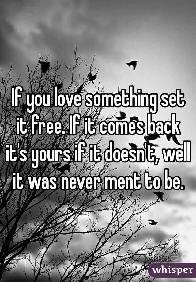 If you love something set it free. If it comes back it's yours if it doesn't, well it was never ment to be.