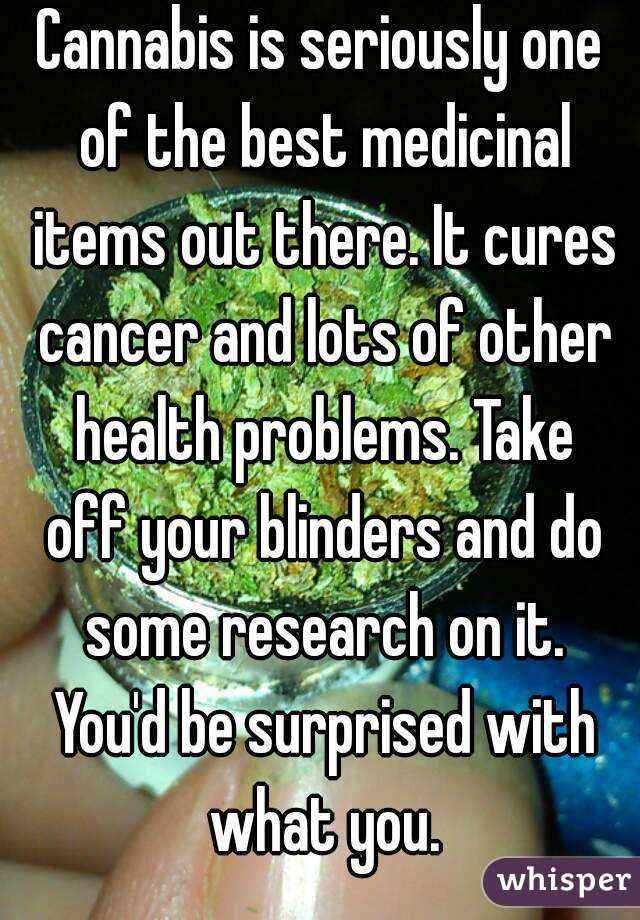 Cannabis is seriously one of the best medicinal items out there. It cures cancer and lots of other health problems. Take off your blinders and do some research on it. You'd be surprised with what you.