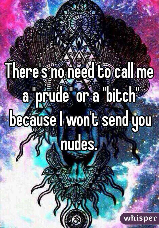 There's no need to call me a "prude" or a "bitch" because I won't send you nudes. 