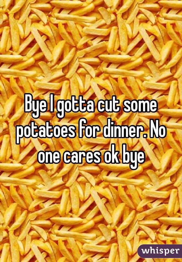 Bye I gotta cut some potatoes for dinner. No one cares ok bye