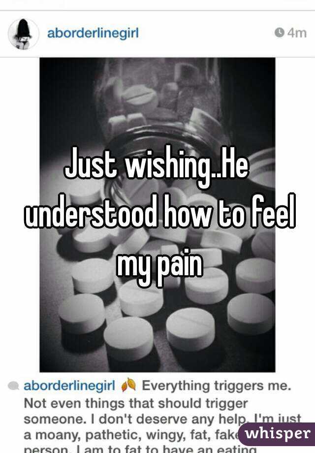Just wishing..He understood how to feel my pain
