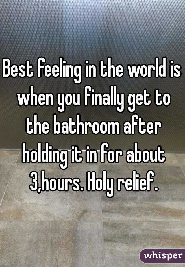 Best feeling in the world is when you finally get to the bathroom after holding it in for about 3,hours. Holy relief.