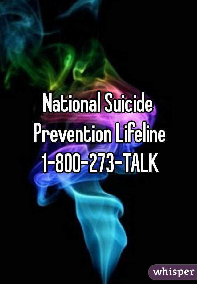National Suicide Prevention Lifeline 1-800-273-TALK