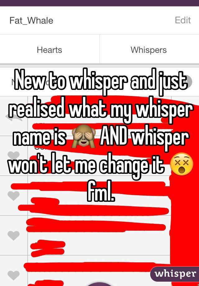 New to whisper and just realised what my whisper name is 🙈 AND whisper won't let me change it 😵 fml.