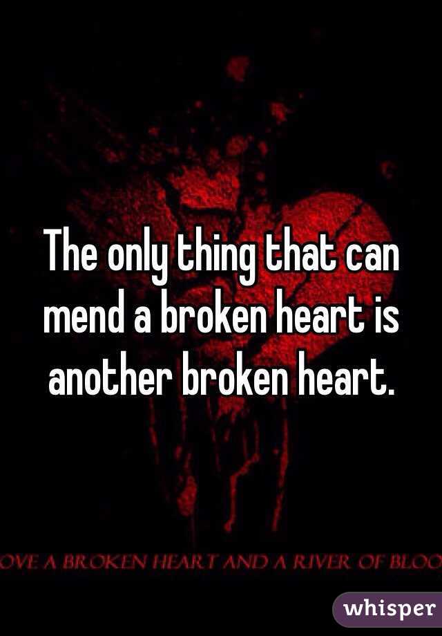 The only thing that can mend a broken heart is another broken heart. 