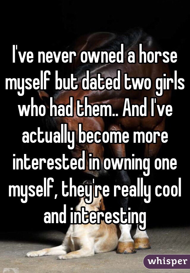 I've never owned a horse myself but dated two girls who had them.. And I've actually become more interested in owning one myself, they're really cool and interesting