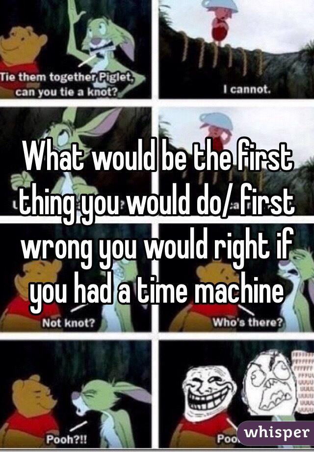 What would be the first thing you would do/ first wrong you would right if you had a time machine
