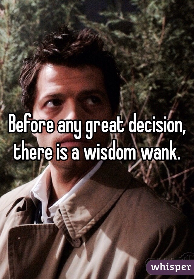 Before any great decision, there is a wisdom wank.