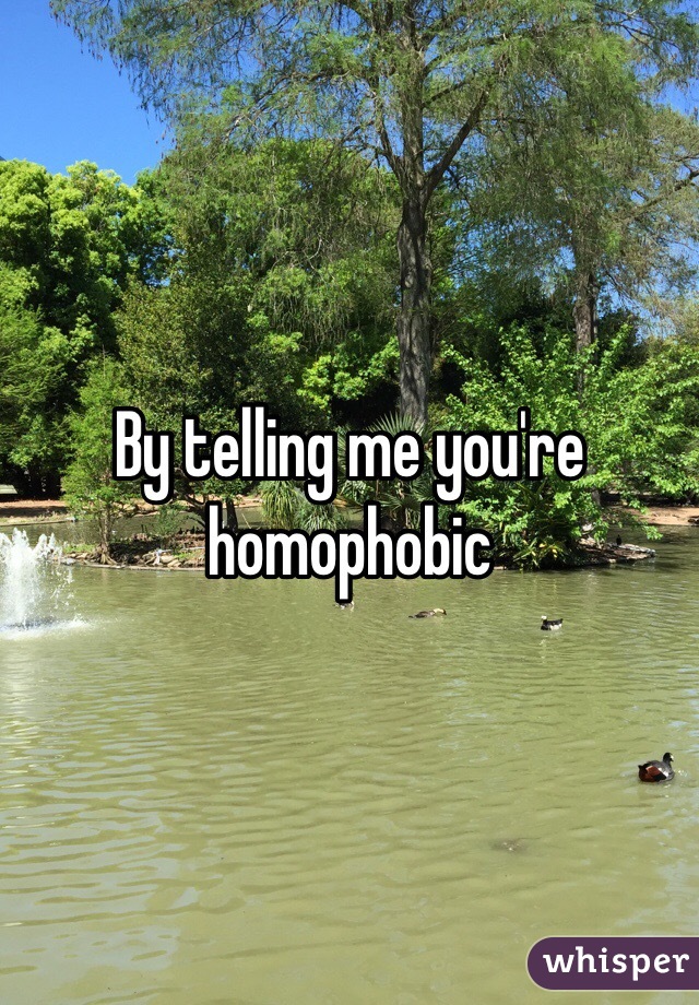 By telling me you're homophobic 