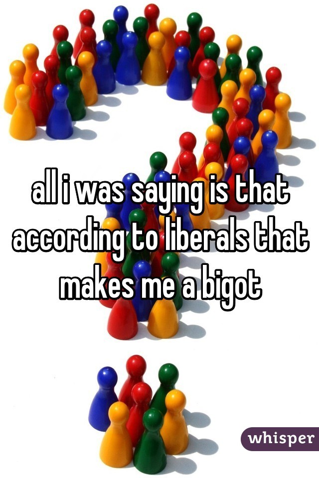 all i was saying is that according to liberals that makes me a bigot