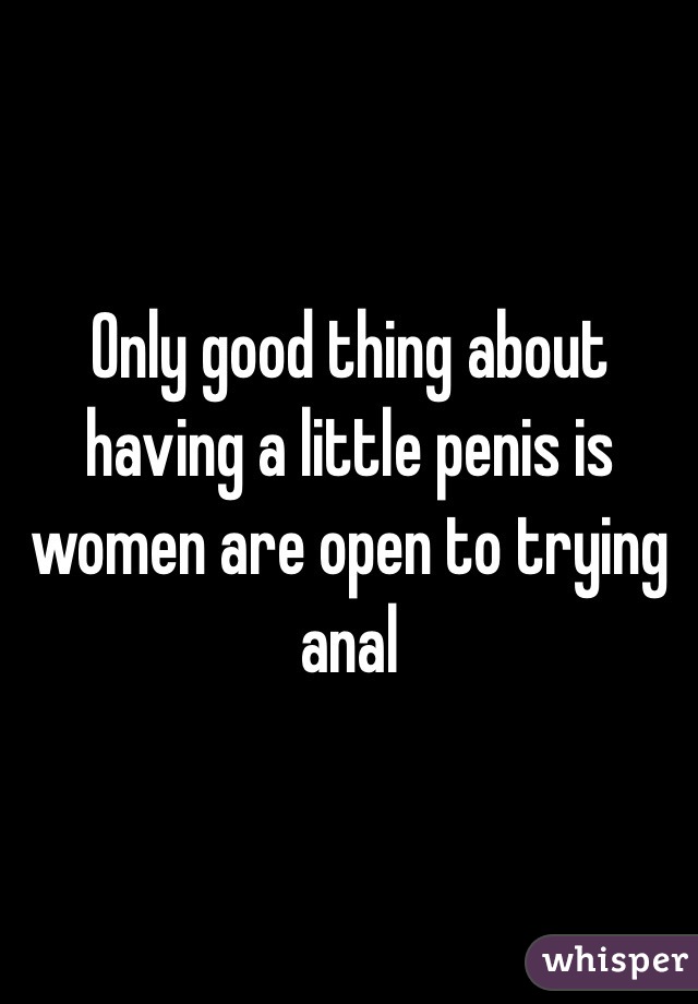 Only good thing about having a little penis is women are open to trying anal