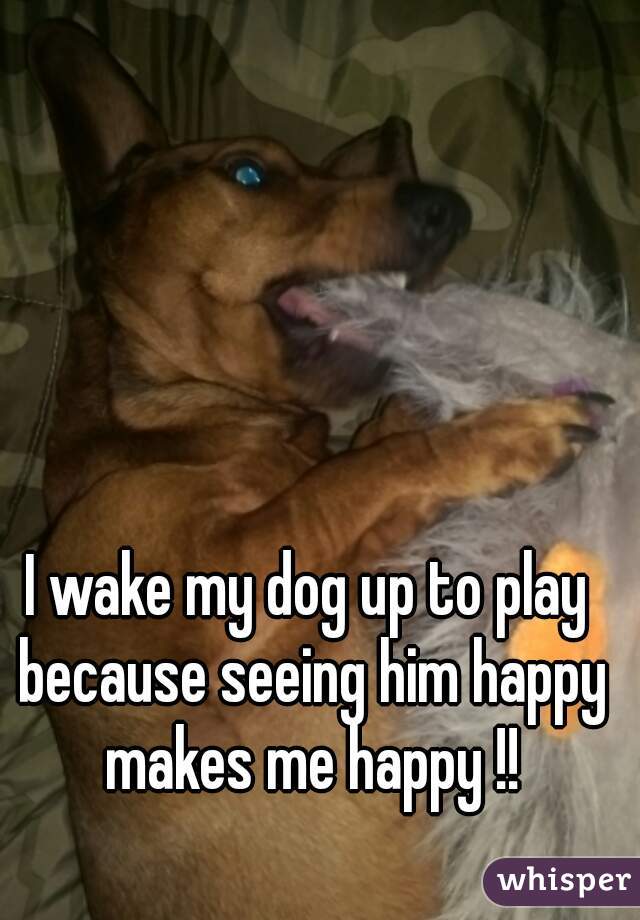 I wake my dog up to play because seeing him happy makes me happy !!