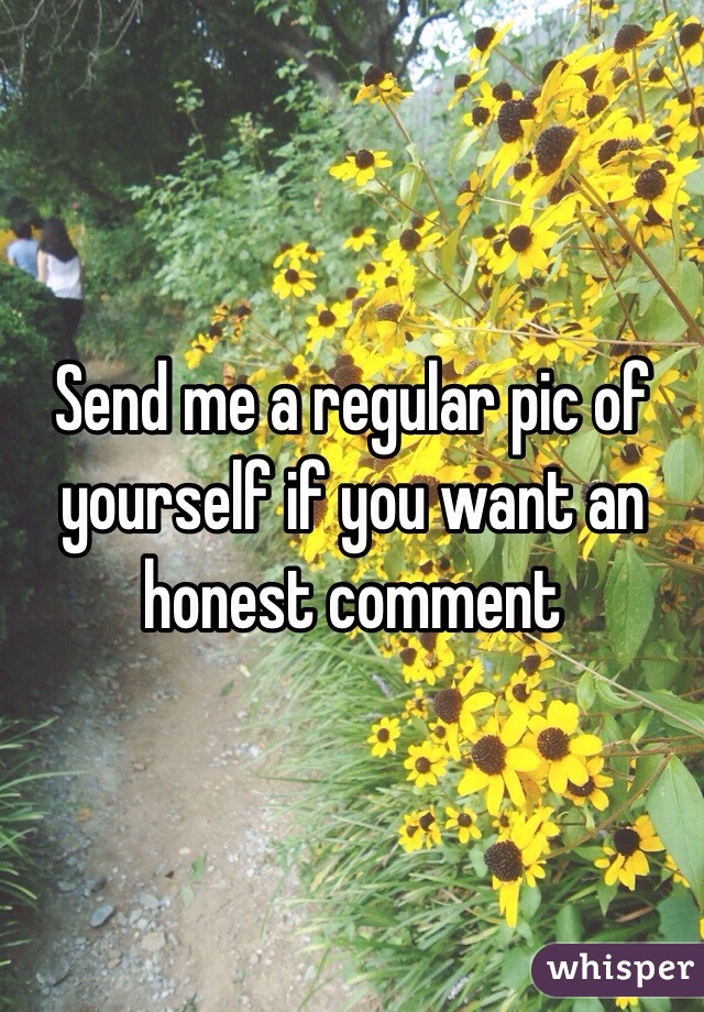 Send me a regular pic of yourself if you want an honest comment 