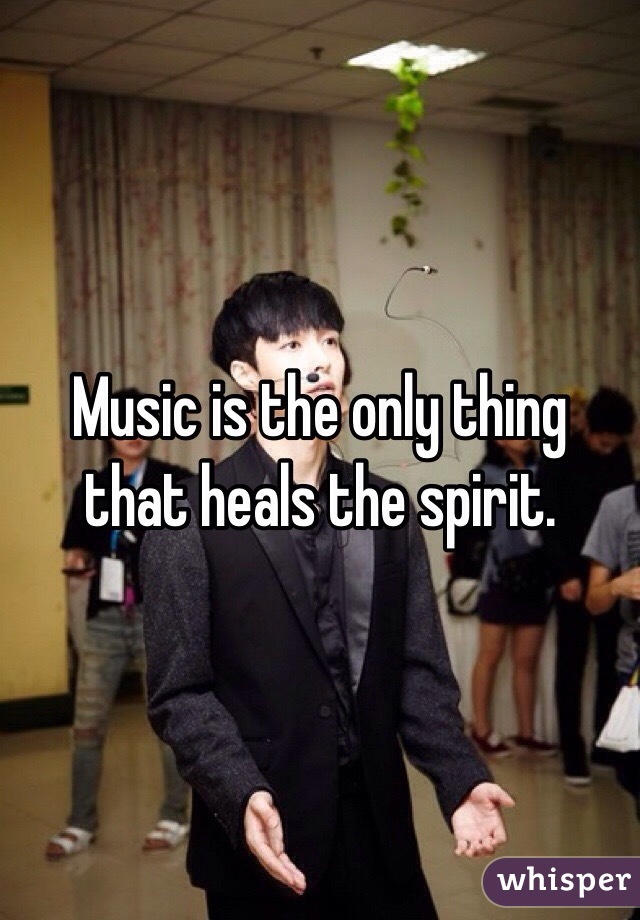 Music is the only thing that heals the spirit. 