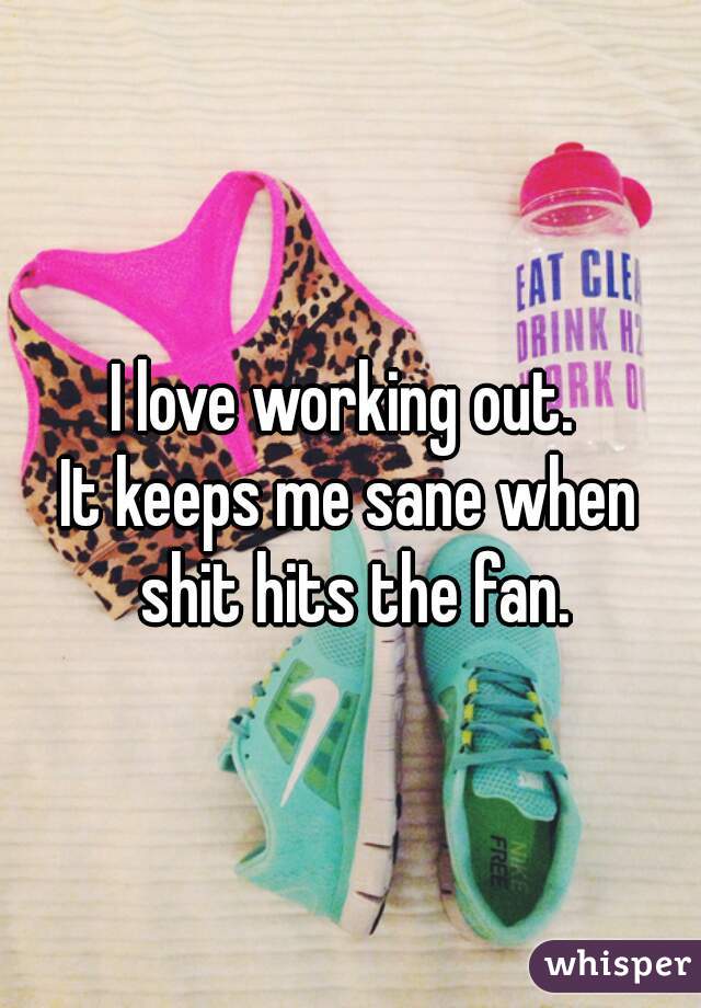 I love working out. 
It keeps me sane when shit hits the fan.