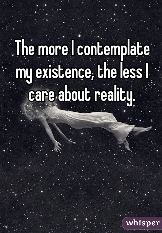 The more I contemplate my existence, the less I care about reality.